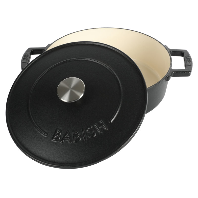 Babish 3 Qt Black Enamel Cast Iron Braiser with Lid