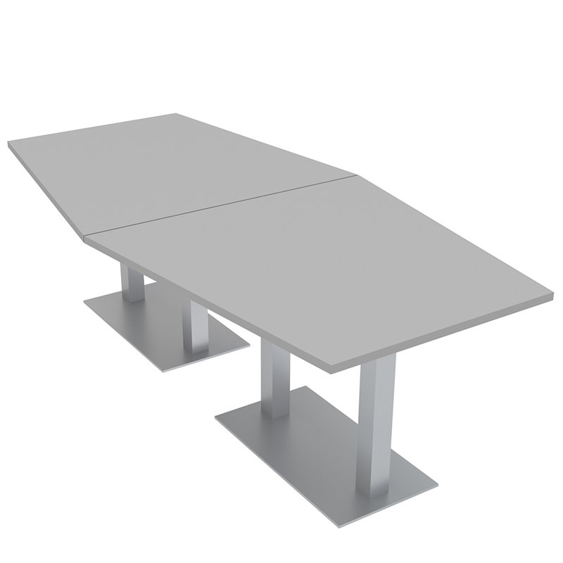 Table de salle de conférence Hexagon, L 96 po x l 48 po, Brouillard gris, Argent