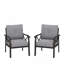 Ensemble de 2 fauteuils en métal toutes saisons, structure kaki avec coussins gris-1122530853