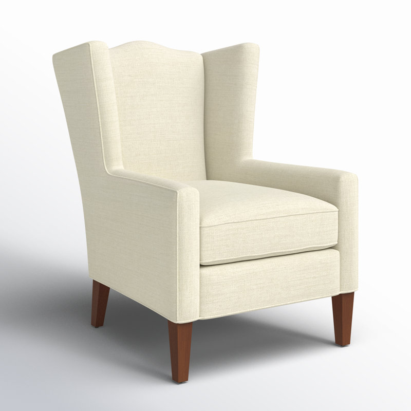 Cataria Upholstered Wingback Chair, Pecan, No, Ida Beige