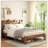 Wood Platform Bed Frame with Storage LED Light Headboard and 2 USB , Noise Free,No Box Spring Needed and Large Under Bed Storage,Dark Brown-461780404