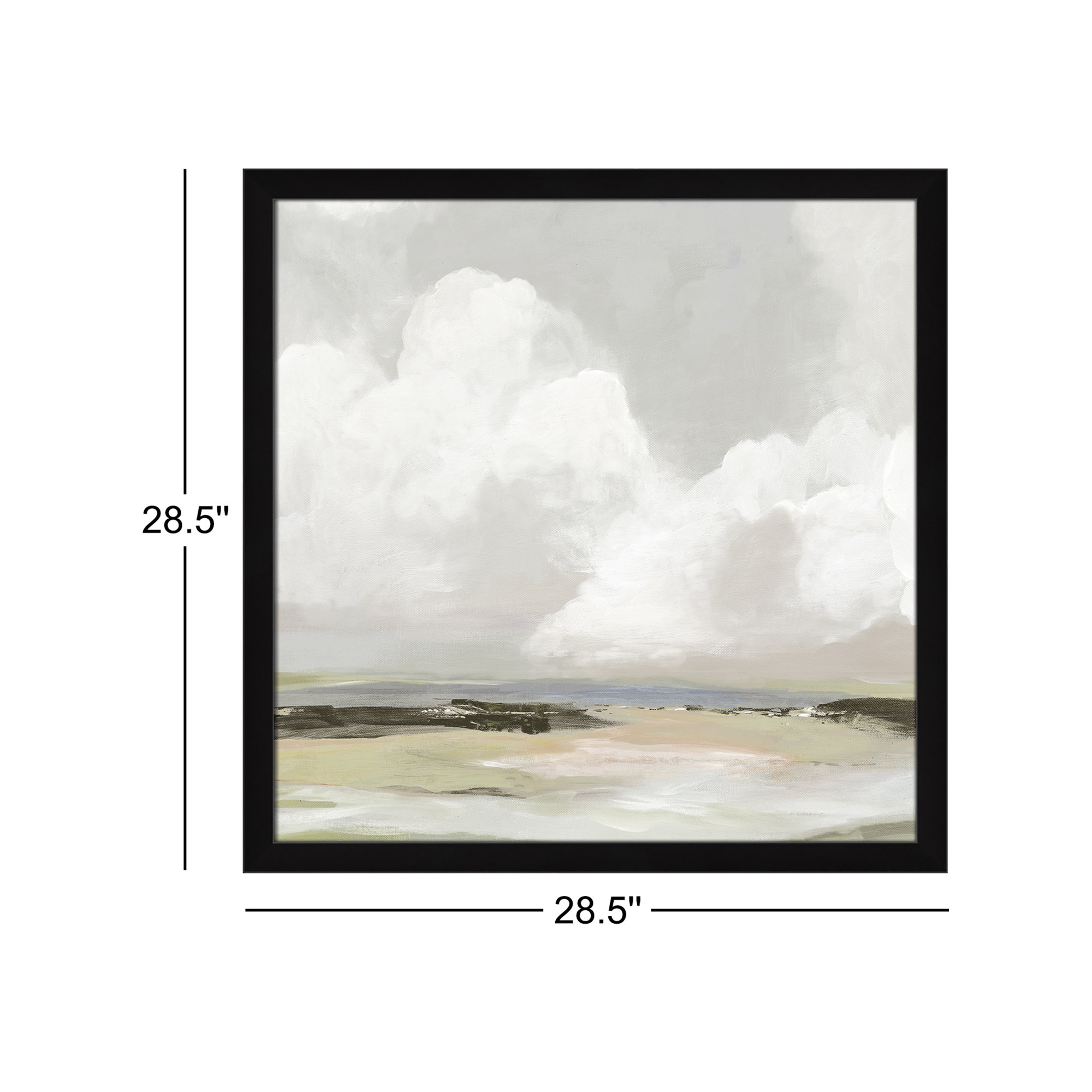 Soft Clouds - Picture Frame Painting Print, Black Framed, 28.5" H x 28.5" W x 1.12" D
