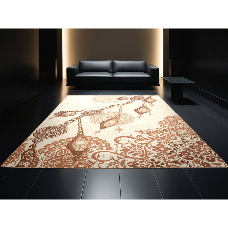 Tapis beige moelleux moelleux de style bohémien à l'allure rétro - reliure beige, 2 x 3