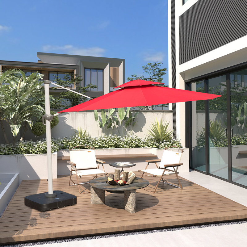 Parasol en porte-à-faux 137,8 po Jiaxian, Rouge