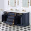 Palace 72" Carrara Quartz Countertop Bath Vanity in Monarch Blue with Faucet