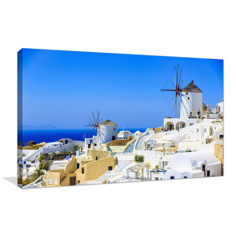 « santorini, grèce », reproduction de photo sur toile, H 36 po x l 60 po x P 1,5 po