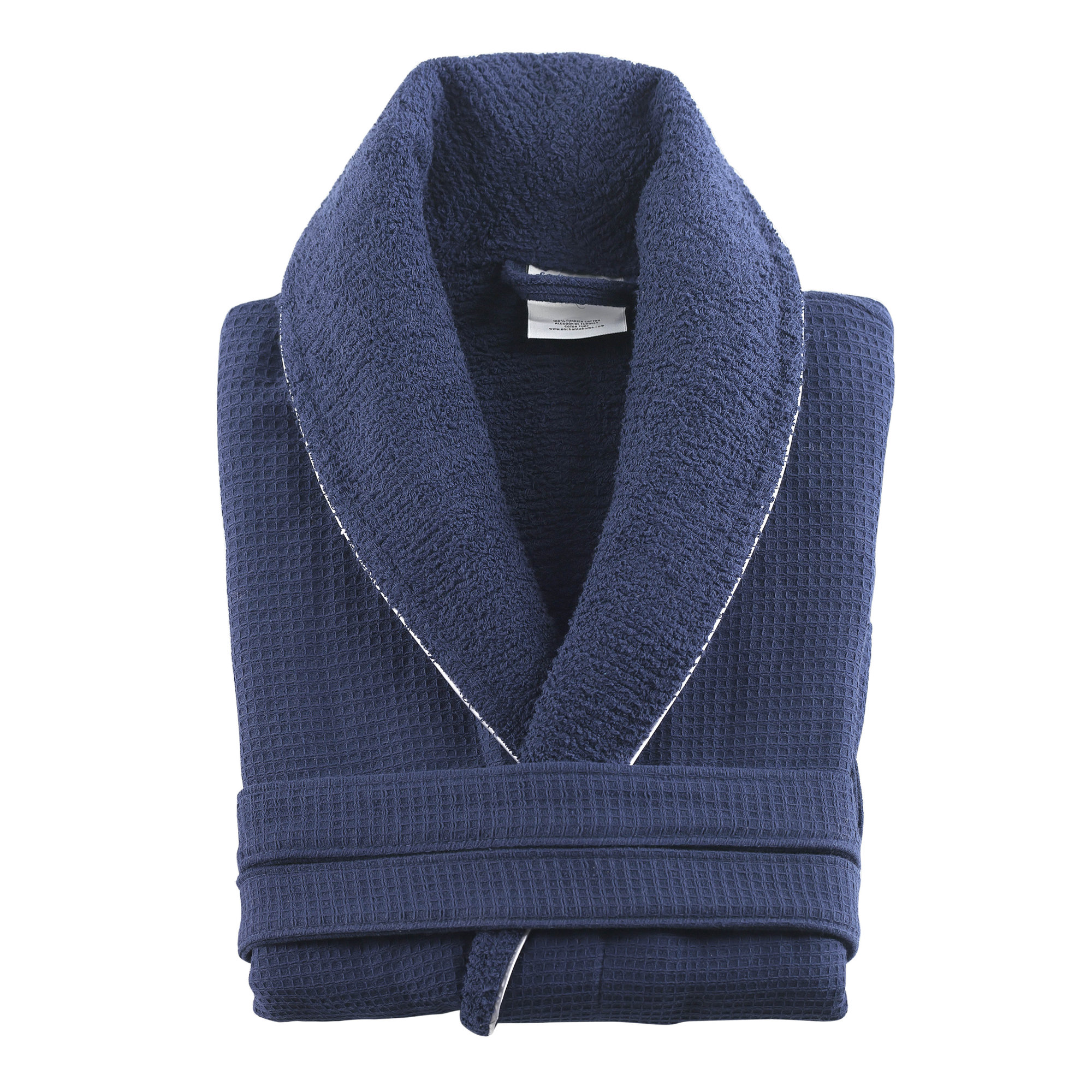 Brandy Waffle Cotton Bathrobe, Navy