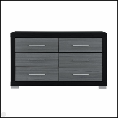 ROBINET ELSA NOIR ET GRIS Avec des tiroirs spacieux et une finition moderne à deux tons, parfait pour un décor contemporain.