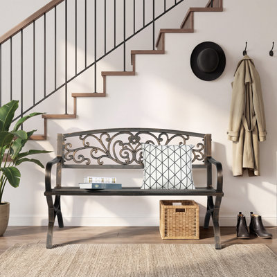 Ethanael Powder-Coat Iron Park Bench by Bloomsbury Market