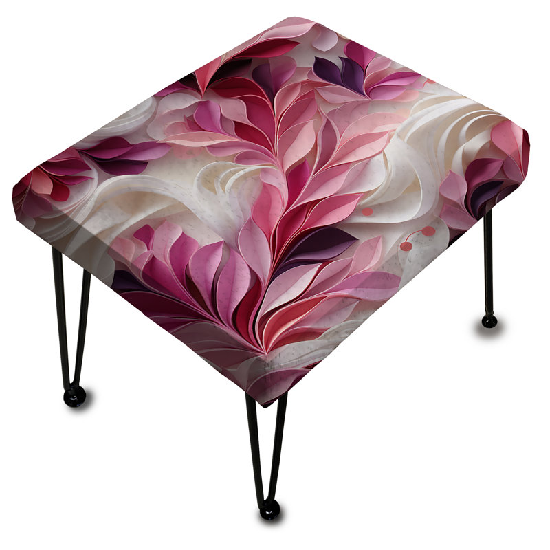 Serenity rose et blanc abstrait avec repose-pieds rectangulaire abstrait