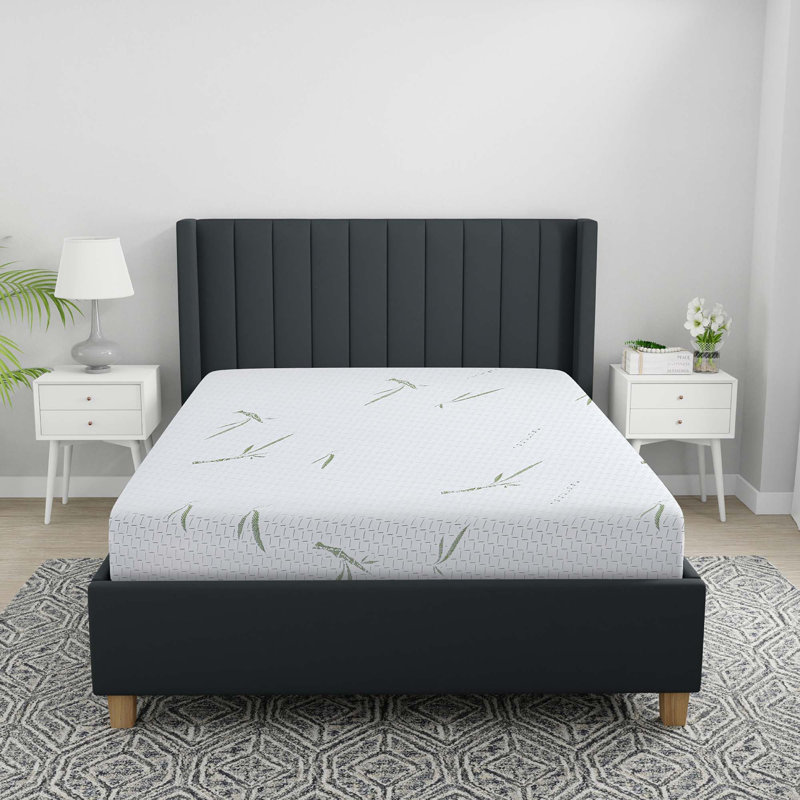 Matelas en mousse viscoélastique double couche 10 pouces avec housse infusée de bambou, Lit simple