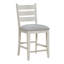Chaises à hauteur de comptoir de 2 avec design blanc antique, siège gris confortable, dossier, structure en bois, pour îlot de cuisine, espace de bar requis pour l'assemblage,