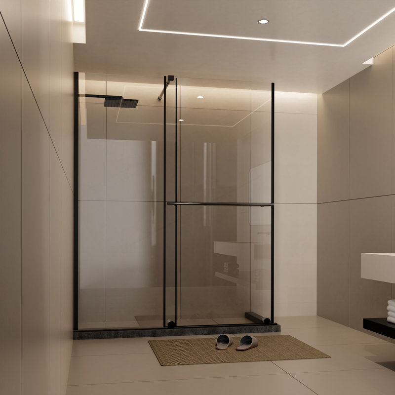 Glass Shower Door, 30 - 60 In.W X 72 In.H Shower Sliding Door Walk-In Shower Screen Dual Usage,1/4 Inch Thick Glass Panel With Stainless Steel Handle, Supporting Bar