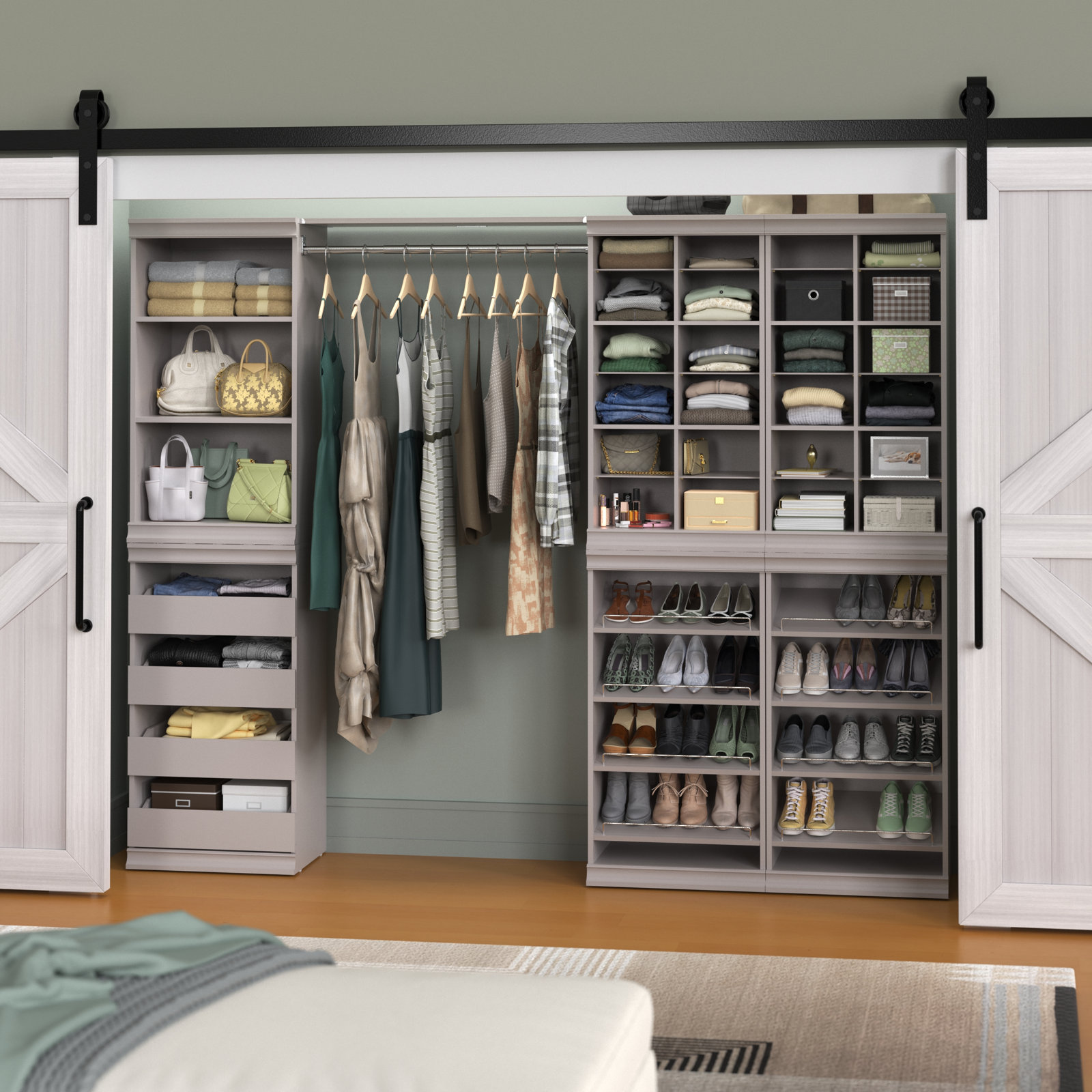 Modular Storage Closet System Starter Kit, Taupe