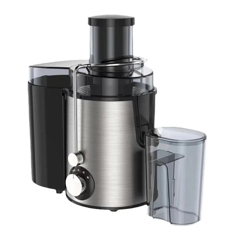 Extracteur de jus électrique pour fruits et légumes – Extracteur de jus centrifuge à deux vitesses en acier inoxydable, couleur argent