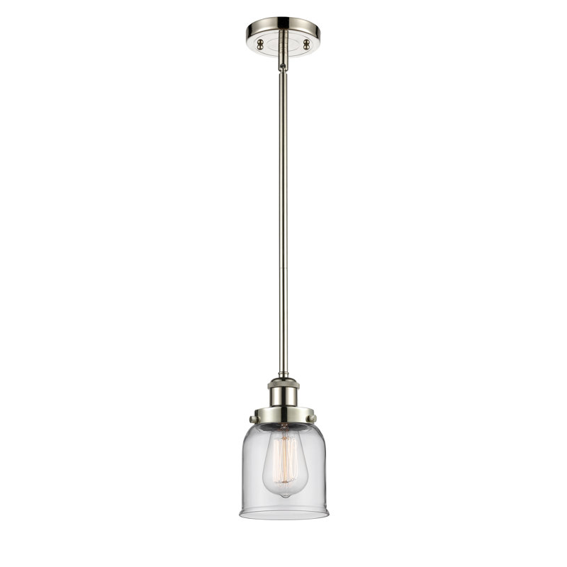 Ballston Urban Bell - 1 Light 5" Cord Hung Mini Pendant, Polished Nickel, LED, Clear