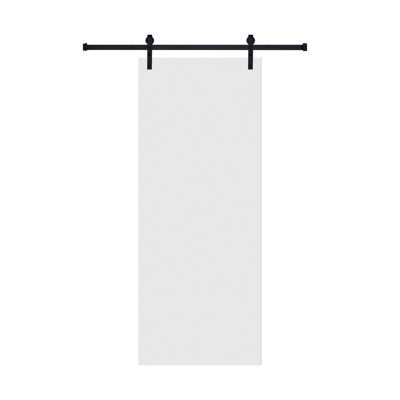 Porte de grange coulissante en panneau de fibres à densité moyenne blanc laiteux Haden 24 po x 80 po