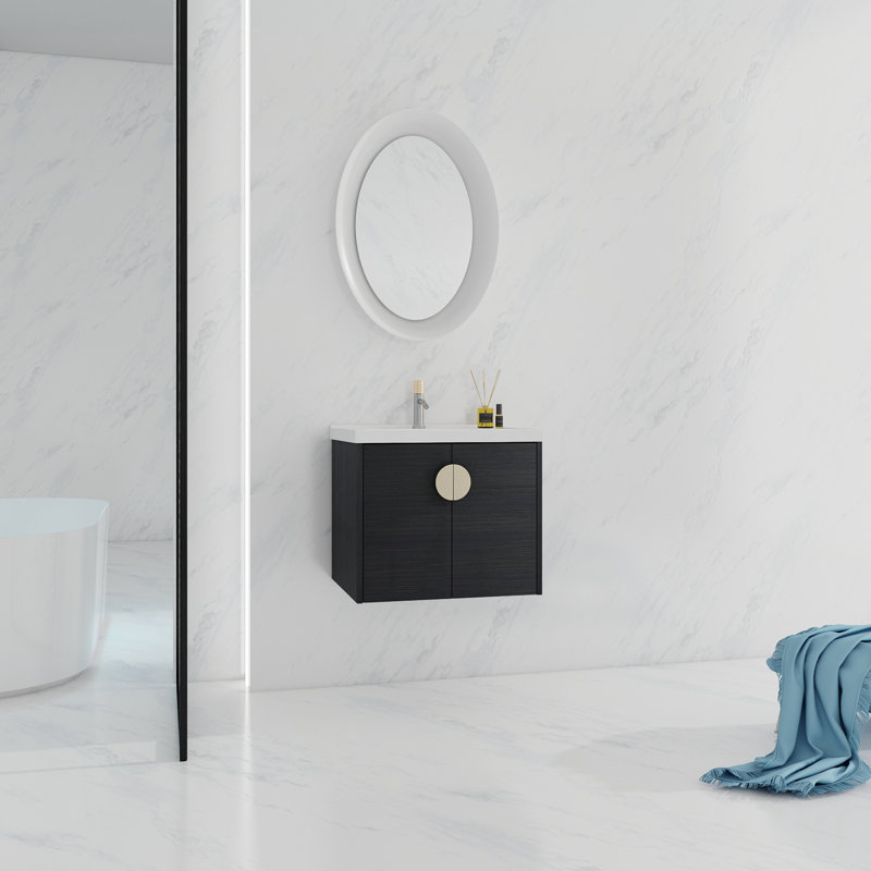 Meuble-lavabo à fermeture en douceur 24 po avec lavabo, Châtaignier noir