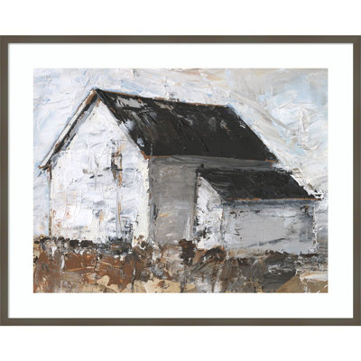 «Abstracted Barn Scene II» par Ethan Harper, reproduction d'art encadrée sur bois