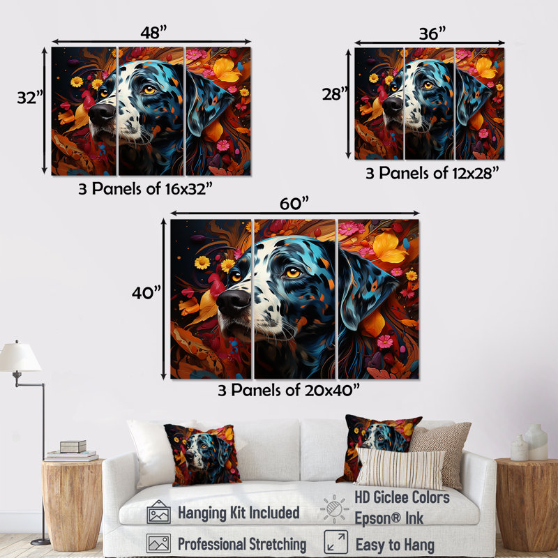 «Dalmatian Dream V» - ensemble d'art mural chien, H 40 po x l 60 po