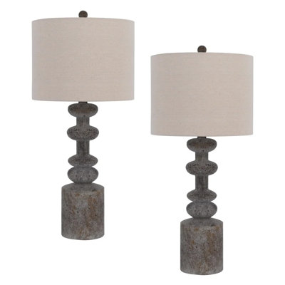 Lampes de table Blackfoot en résine, ensemble de 2, 150 W, couleur galet, hauteur 79 cm (31 po).