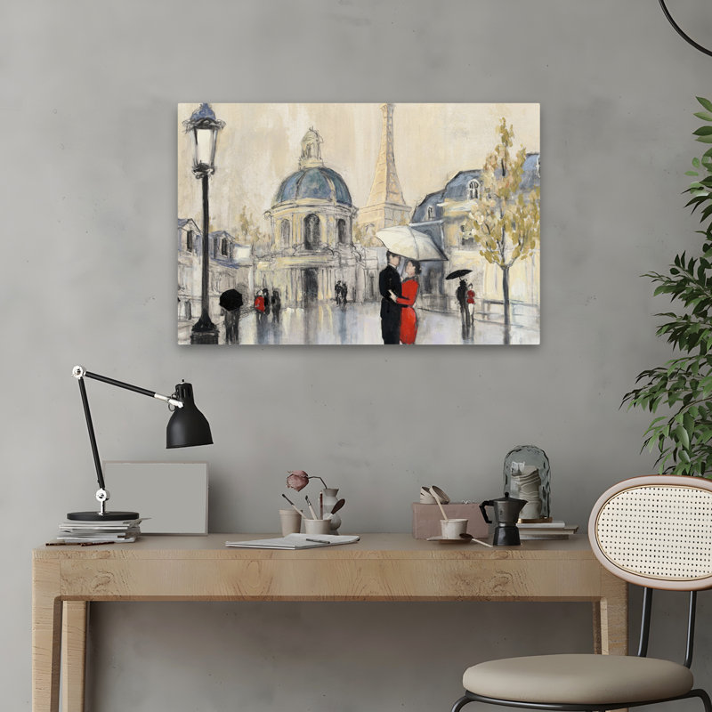 Contemporain et pluie de printemps française Paris Eiffel, H 24 po x l 16 po