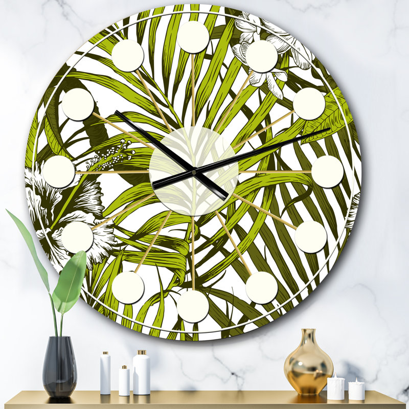 Horloge murale style tropical Mid-Century, Surdimensionné