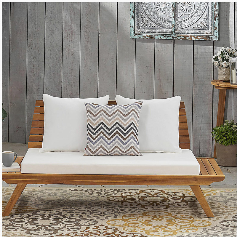 Causeuse Sédona, Coussin blanc / structure en teck
