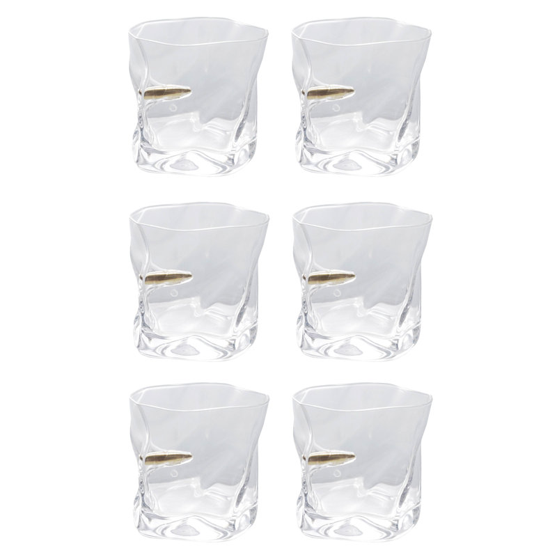 Textured Whiskey Glass With Embedded Gold Finish