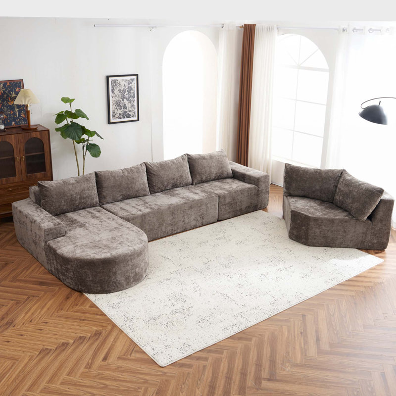 Ensemble de canapés modulaires surdimensionnés 139 po Cloud, Chenille brun
