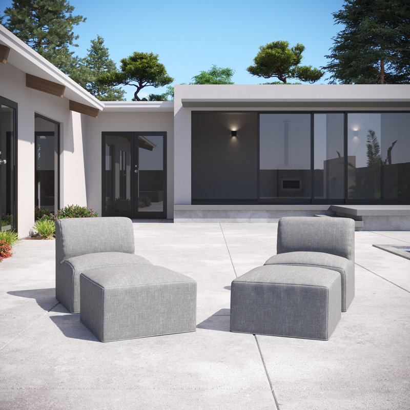 Chaises longues d'extérieur avec repose-pieds Praia Sunbrella®, Toile granit Sunbrella®