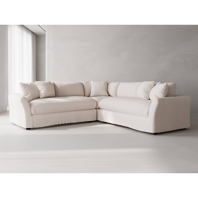 Canapé modulaire 2 L Studio, Mélange de polyester ivoire Nevis