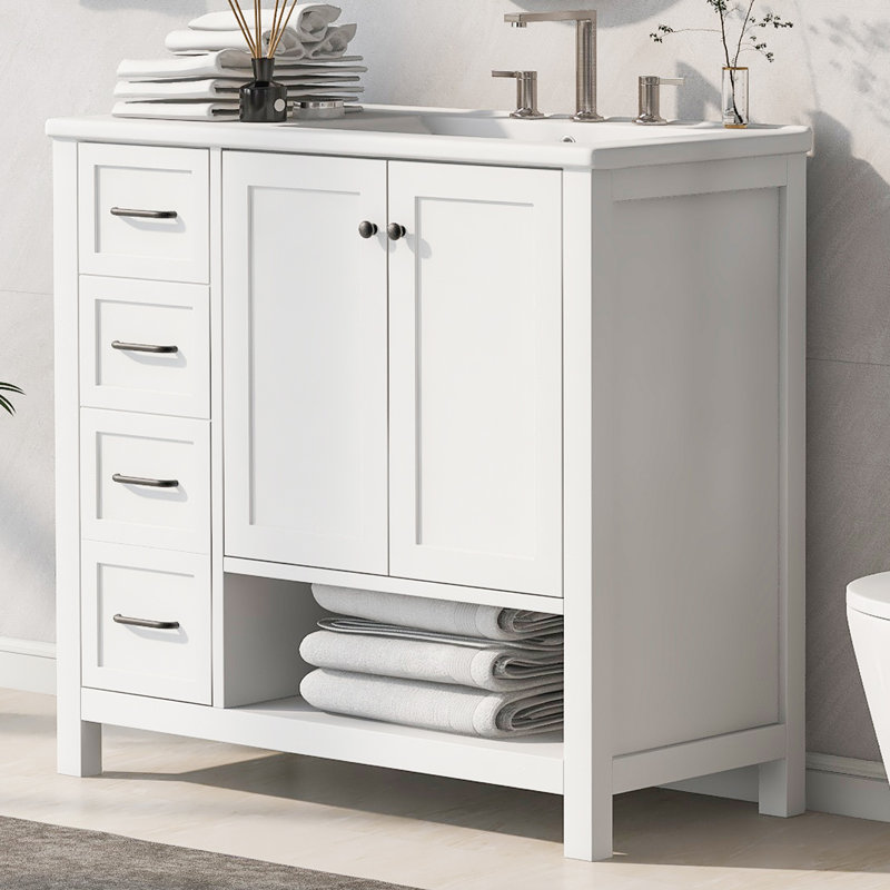 Meuble-lavabo 36 po avec comptoir de lavabo, 2 portes, 2 tiroirs et une tablette ouverte