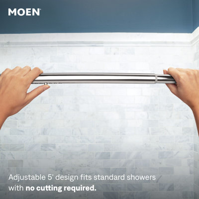 Moen 5-Foot Adjustable Tension Single Curved Shower Curtain Rod