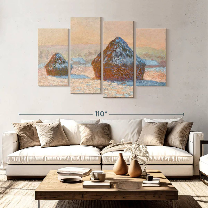 Alvord Wheatstacks Snow Effect Morning 1891, H 54 po x l 84 po