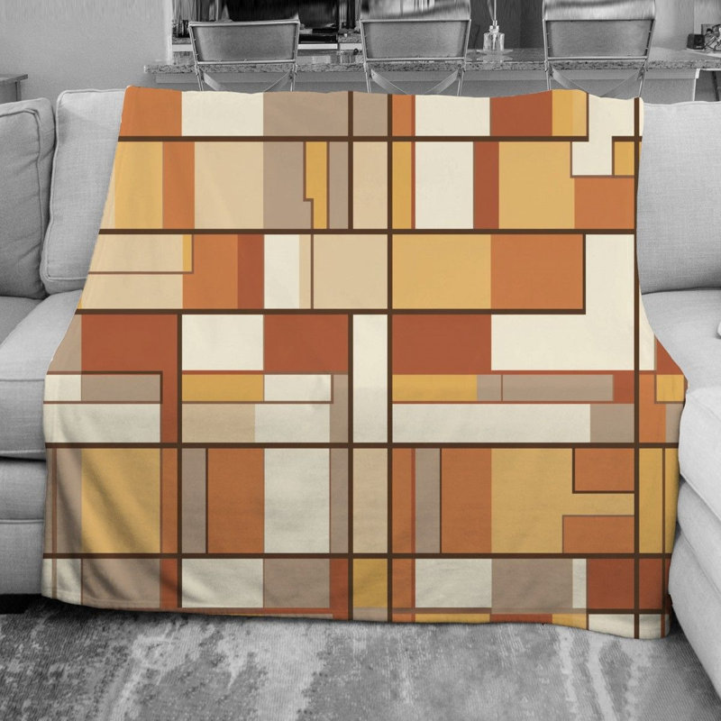 Ektara Mondrian Geometric Fleece Blanket, Twin