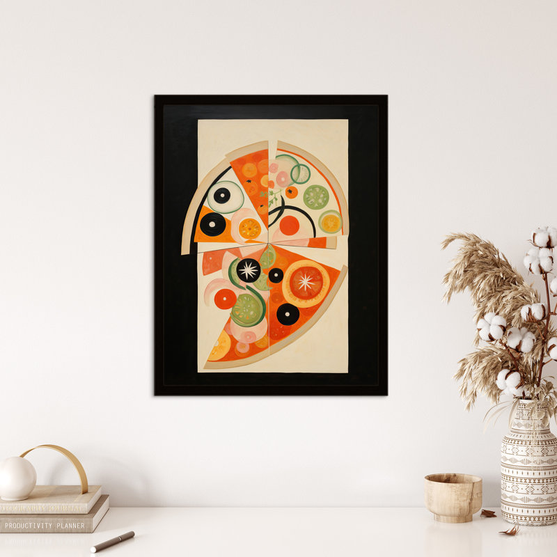 Margherita Extra Olives Kandinsky Inspired Abstract Pizza - Single Picture Frame Print