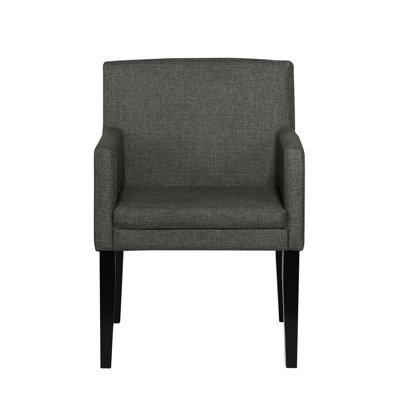 Charcoal Grey Fabric Upholstered Dining Chairs With Arms (2) - Elegant Choice 2 Armchairs Mid-century Style Comfort Cushioned Simple Assembly Process 23.01in D X 23.17in W 32.37in H