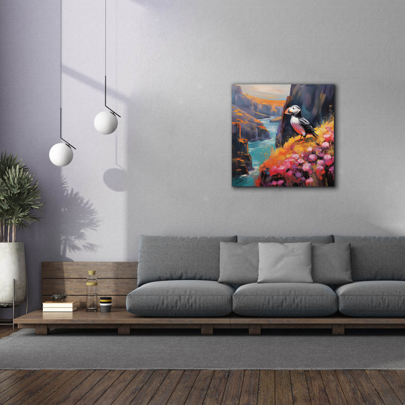 Art mural sur toile 26 po x 26 po «Puffins 2» par r3darch0n de Bay Isle Home ™, H 37 po x l 37 po x P 1,5 po