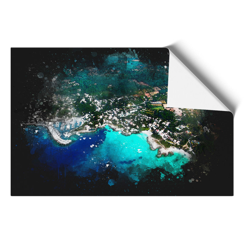 Over Mallorca in Spain Paint Splash - Frameless Print, 30cm H x 42cm W x 0.1cm D