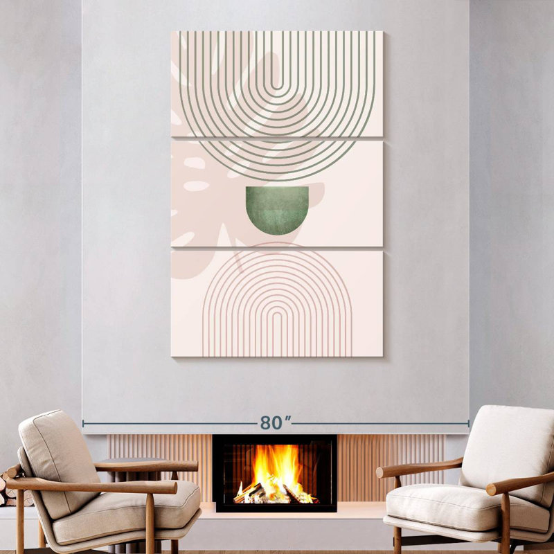 Rose, vert, Mid-Century botanique I, 74" H x 48" W