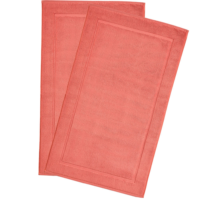 Hawmam Linen Bath Mats, 21 x 34 inches, Pack of 2 - 100% Ring Spun Cotton,[Not a Bathroom Rug] Banded Design, Highly Absorbent, Machine Washable for Bathroom Floor Towel