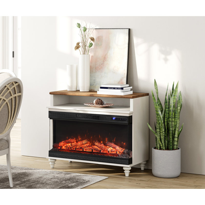 Buffet avec tablette de rangement et armoire de rangement à grain de bois rétro avec foyer et café pour la salle à manger