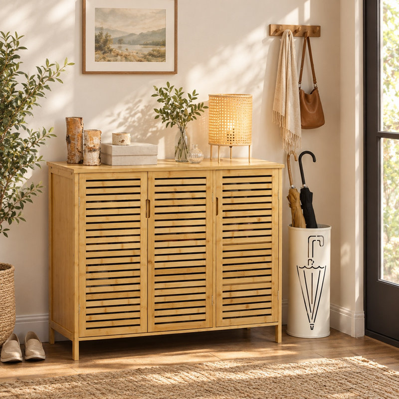 Rustic 3-Door Shoe Cabinet
