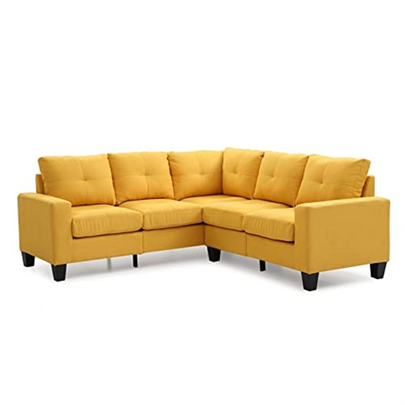 Vegas Upholstered L-Shaped Sectional Symmetrical, Yellow