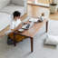 Table basse rectangulaire en bois massif noisette-821579740