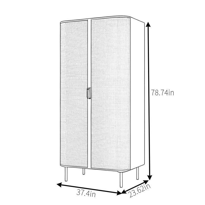 Garde-robe simple en rotin, Noyer