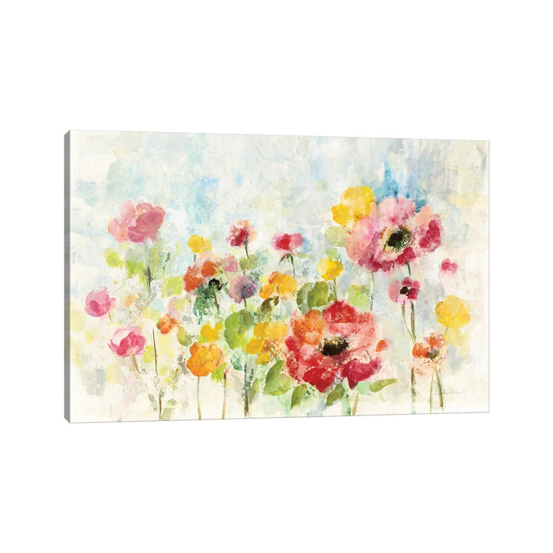 Summer Rain Floral by Silvia Vassileva - Wrapped Canvas Gallery-Wrapped Canvas Giclée, 152.5 cm H x 101.5 cm W