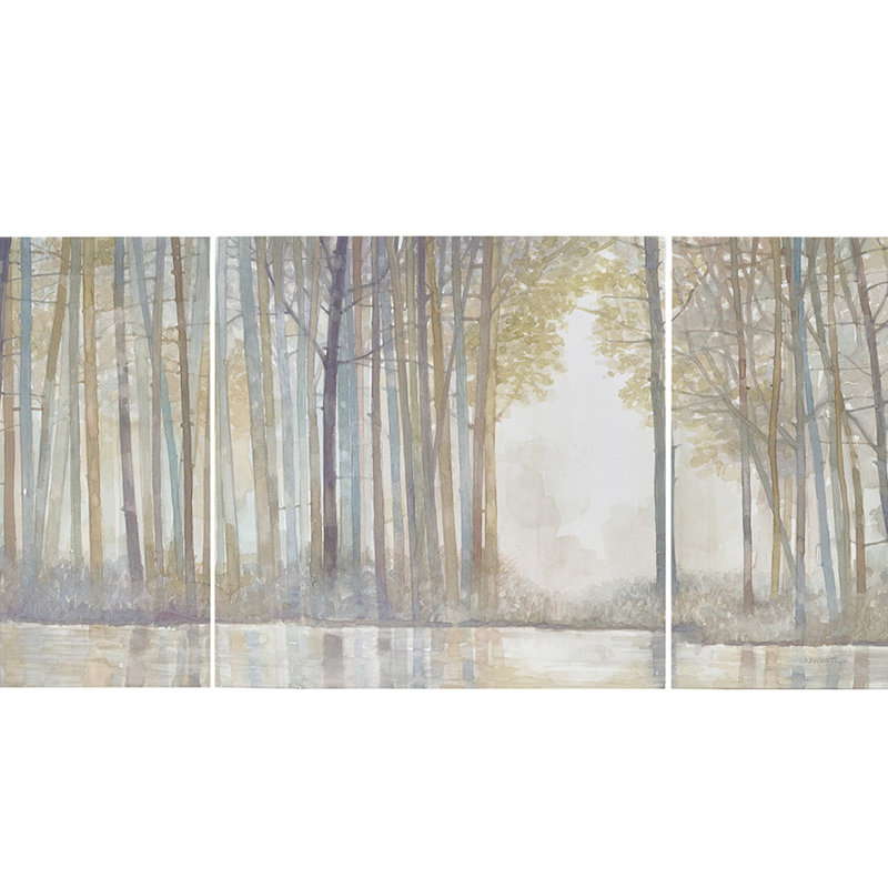 «3 Forest Wall Art - Serene et étang avec cintres»
