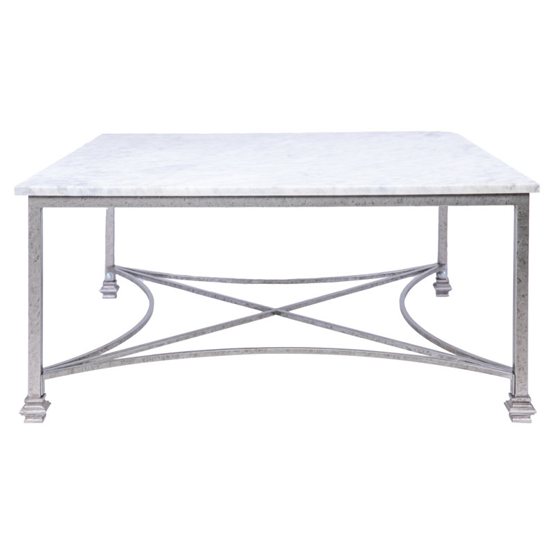 Bella Frame Coffee Table, Carrera Marble, Royal Silver